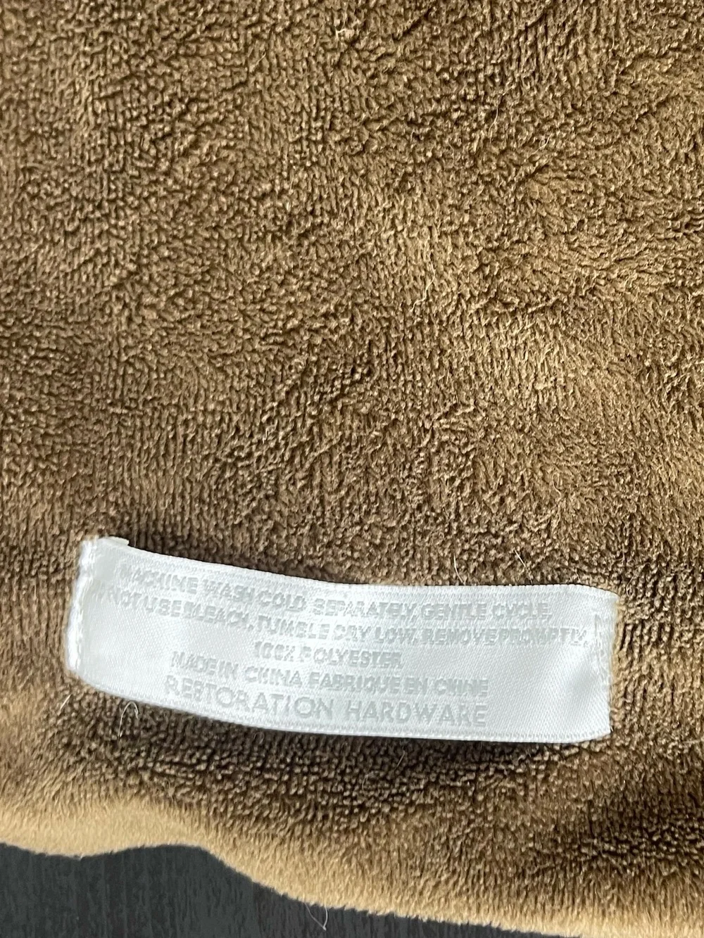 Restoration Hardware Chocolate Brown Plush Fleece 45